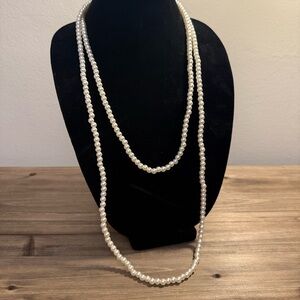 Long Imitation Pearl Necklace – 29 Inches (Doubled)